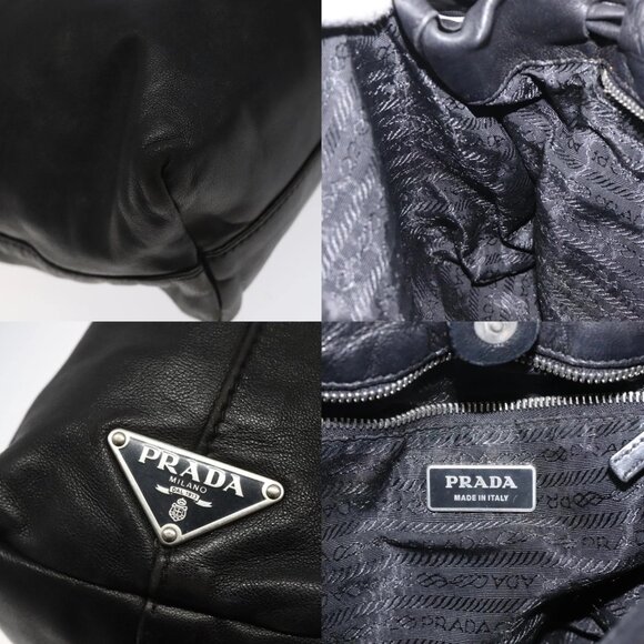 PRADA Hand Bag Leather Black Silver Auth sw622 - Picture 16 of 16